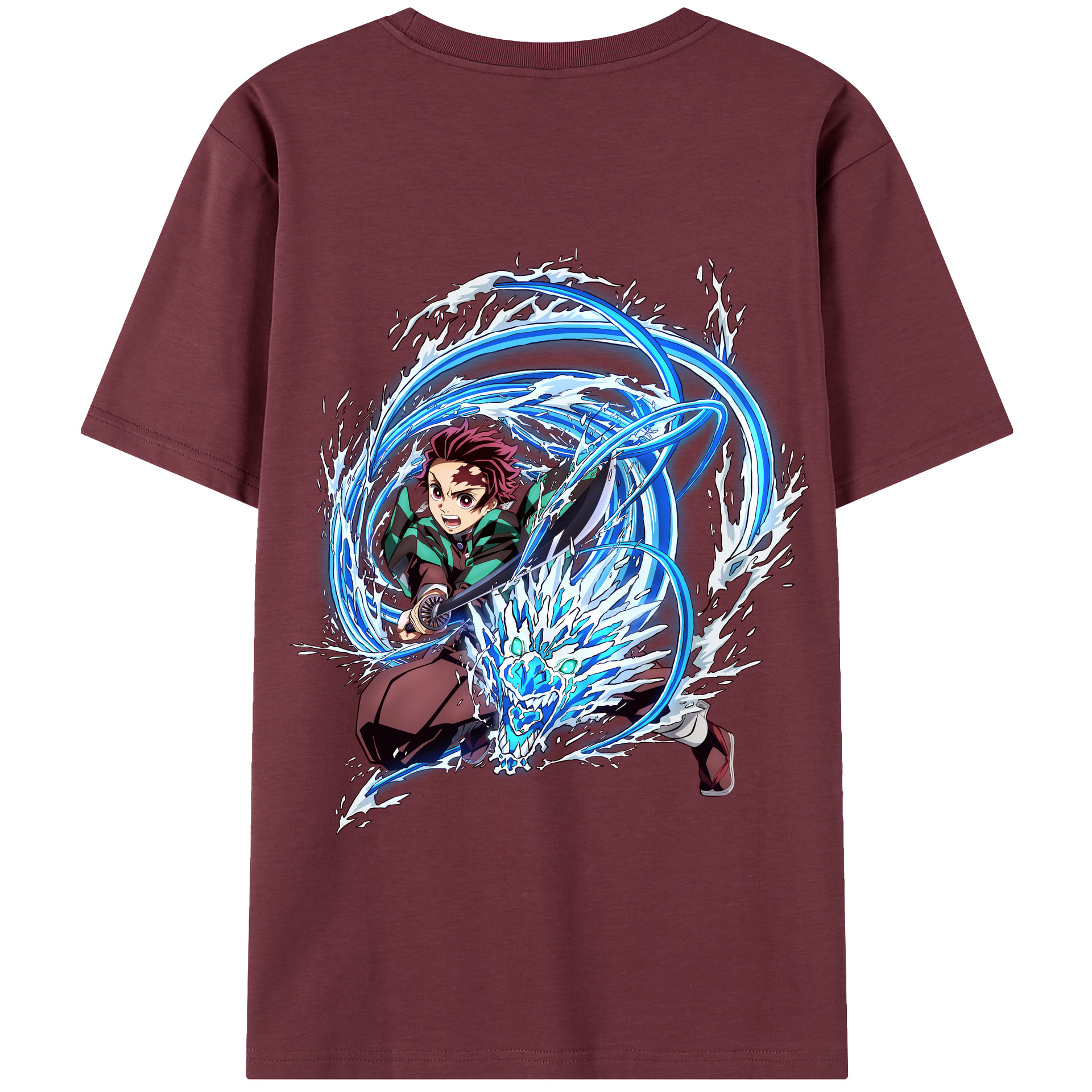 （画像用） 鬼滅の刃 竈門 炭治郎／かまど たんじろう Kamado Tanjirou 綿100％半袖Tシャツ（背面プリント）